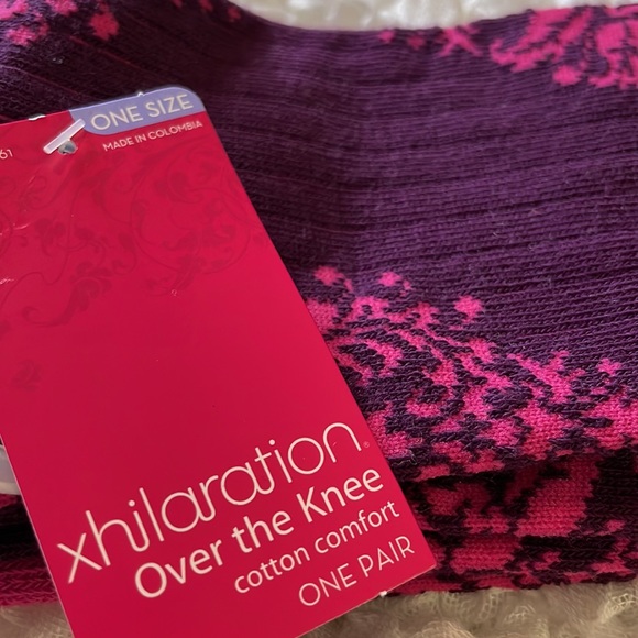 Pink & Purple Over the Knee Demask Socks - Picture 6 of 6